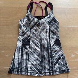 Lululemon Hot to Street Tank Heat Wave White Black/Black/Regal Plum Size 4